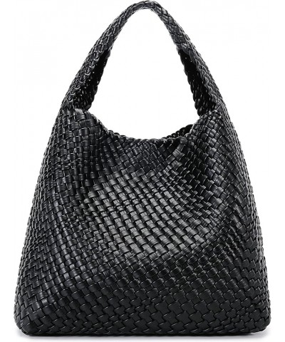 Fashion Woven Purse for Women Top-handle Shoulder Bag Soft Summer Hobo Tote Bag Black $34.09 Shoulder Bags