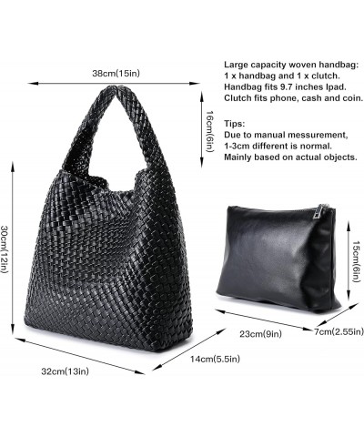 Fashion Woven Purse for Women Top-handle Shoulder Bag Soft Summer Hobo Tote Bag Black $34.09 Shoulder Bags