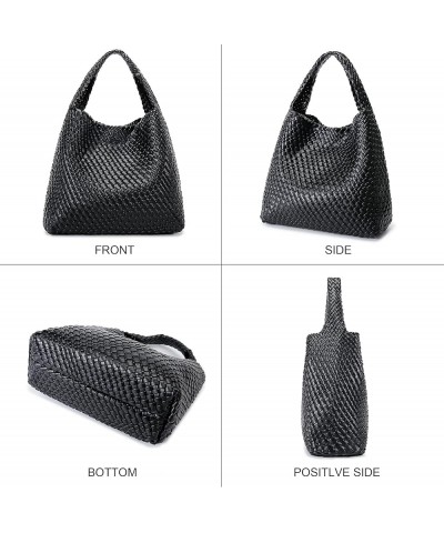 Fashion Woven Purse for Women Top-handle Shoulder Bag Soft Summer Hobo Tote Bag Black $34.09 Shoulder Bags