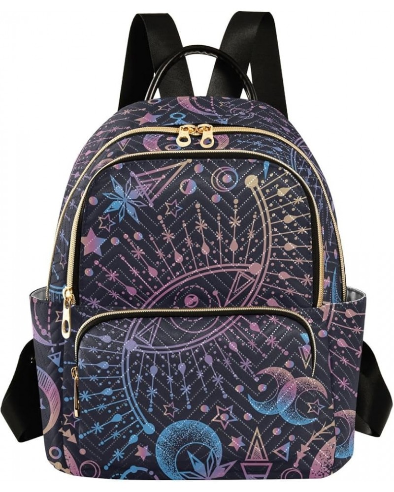 Sun Moon Star Astrology Alchemy Small Backpack Purse for Women Travel Bag Fashion Daypack Back Pack Shoulder Bag Multicolor S...