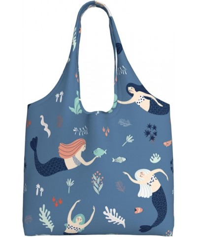 Mermaids Single Shoulder Commuter Canvas Tote Bags For Women And Men Mermaids 14 $12.97 Totes