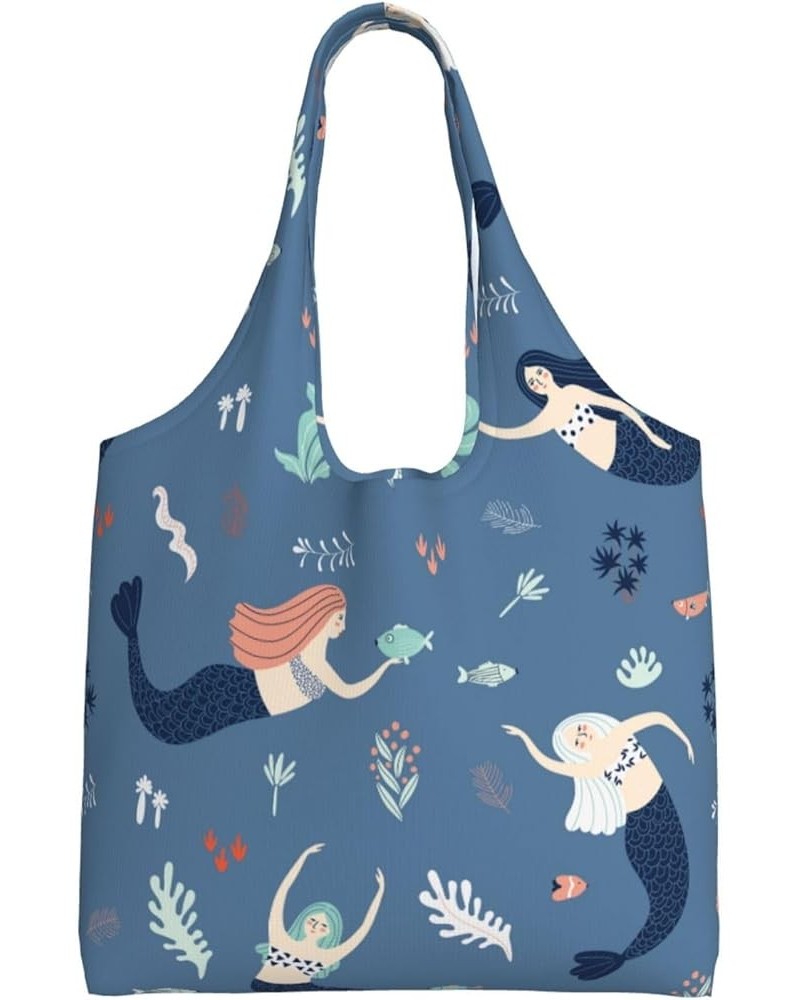 Mermaids Single Shoulder Commuter Canvas Tote Bags For Women And Men Mermaids 14 $12.97 Totes