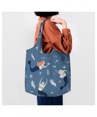 Mermaids Single Shoulder Commuter Canvas Tote Bags For Women And Men Mermaids 14 $12.97 Totes