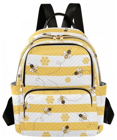 Bee Honey Stripe Backpack Purse for Women Anti-theft Small Fashion Travel Backpack for Lady Women Holiday Gifts,S Medium $17....