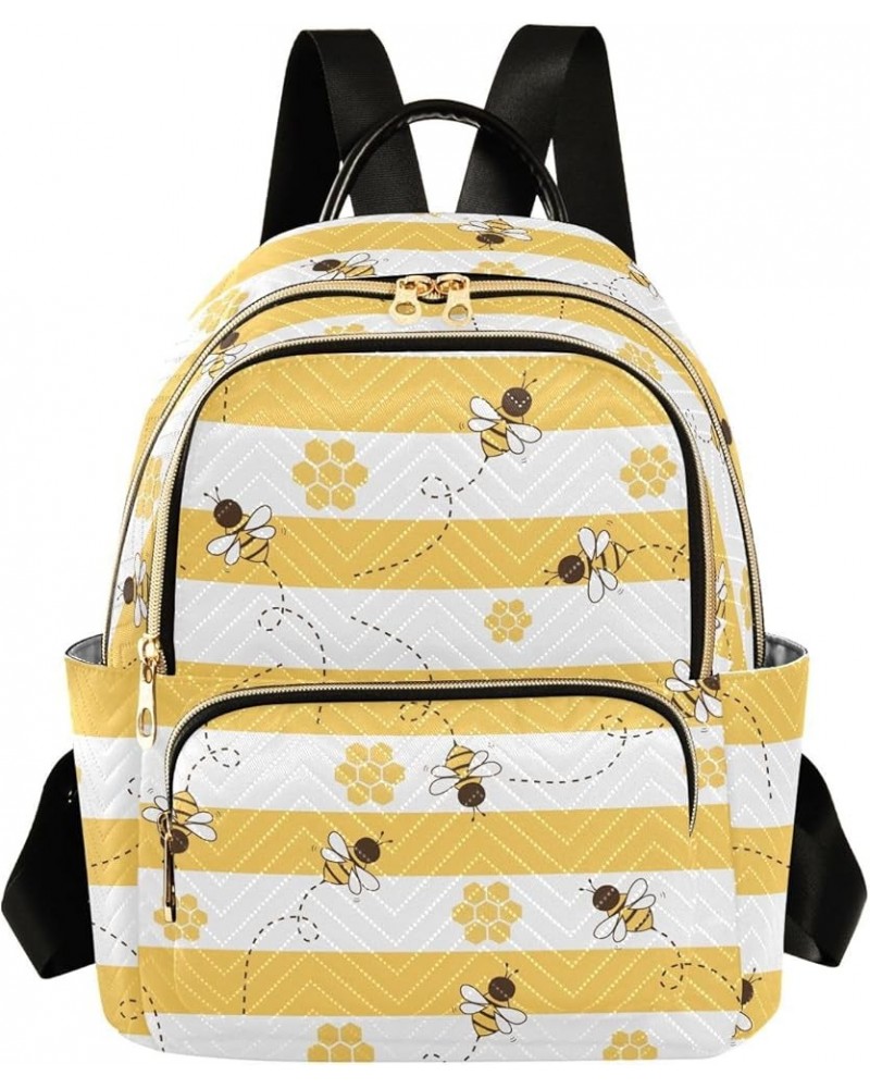 Bee Honey Stripe Backpack Purse for Women Anti-theft Small Fashion Travel Backpack for Lady Women Holiday Gifts,S Medium $17....