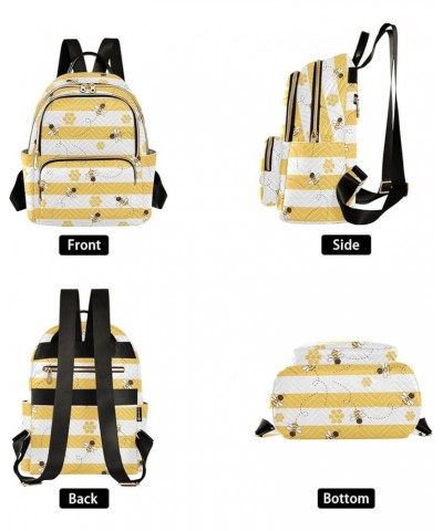 Bee Honey Stripe Backpack Purse for Women Anti-theft Small Fashion Travel Backpack for Lady Women Holiday Gifts,S Medium $17....