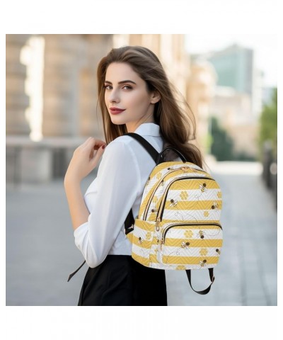 Bee Honey Stripe Backpack Purse for Women Anti-theft Small Fashion Travel Backpack for Lady Women Holiday Gifts,S Medium $17....