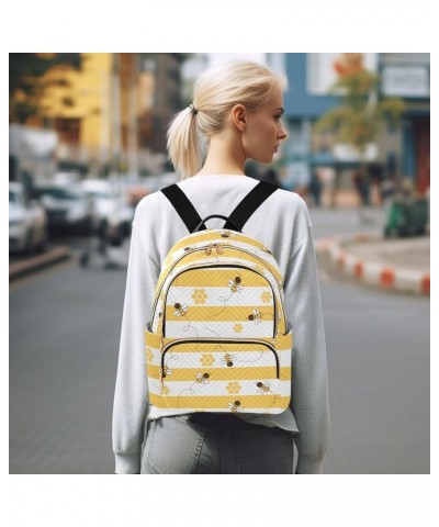 Bee Honey Stripe Backpack Purse for Women Anti-theft Small Fashion Travel Backpack for Lady Women Holiday Gifts,S Medium $17....