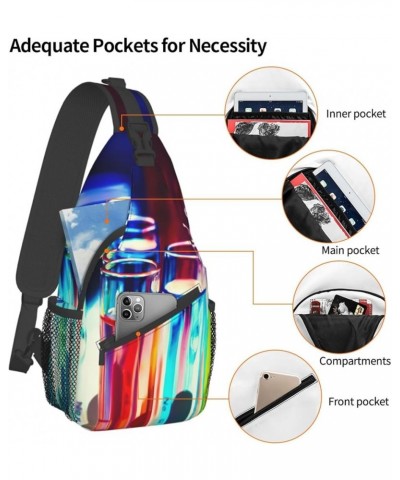 Sling Backpack,Travel Hiking Daypack Christmas Gnomes Print Rope Crossbody Shoulder Bag Chemistry Test Tube One Size $15.34 C...