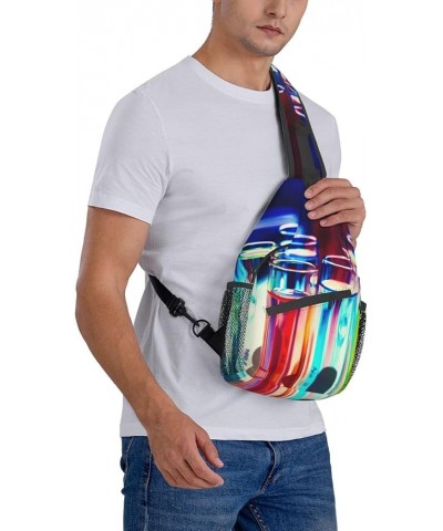 Sling Backpack,Travel Hiking Daypack Christmas Gnomes Print Rope Crossbody Shoulder Bag Chemistry Test Tube One Size $15.34 C...