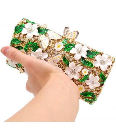 Vintage Flower Butterfly Crystal Evening Clutch Women Elegant Rhinestone Evening Bags Wedding Party Handbag Purse Dark Gold W...