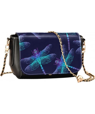 Dragonfly Purple Crossbody Bags for Women Leather Purse Shoulder Bag Handbag for Gifts Daily Work $17.60 Shoulder Bags