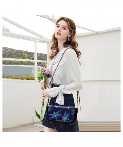 Dragonfly Purple Crossbody Bags for Women Leather Purse Shoulder Bag Handbag for Gifts Daily Work $17.60 Shoulder Bags