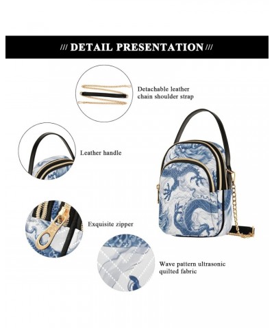 Women's Crossbody Handbags Clutch Phone Purse Blue Dragon Stylish Shoulder Bag with Detachable Chain Strap $13.00 Shoulder Bags