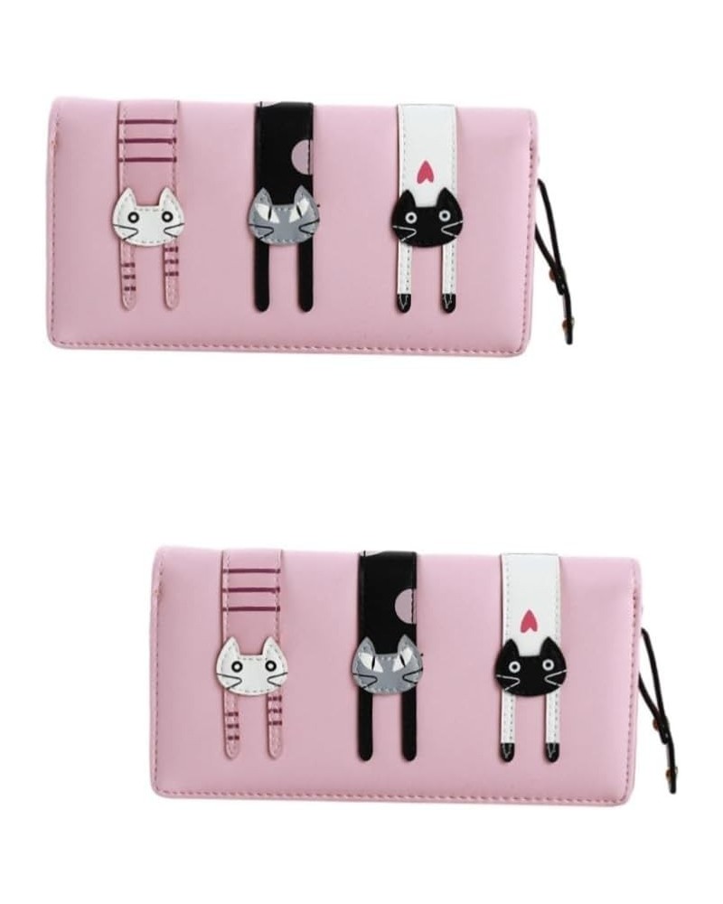 3pcs Long Women's Wallet Zip Around Purse Cat Wallet Leather Pocket Wallet Women Purse Cat Zip Wallet Kawaii Wallet Girl Purs...