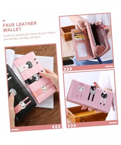 3pcs Long Women's Wallet Zip Around Purse Cat Wallet Leather Pocket Wallet Women Purse Cat Zip Wallet Kawaii Wallet Girl Purs...