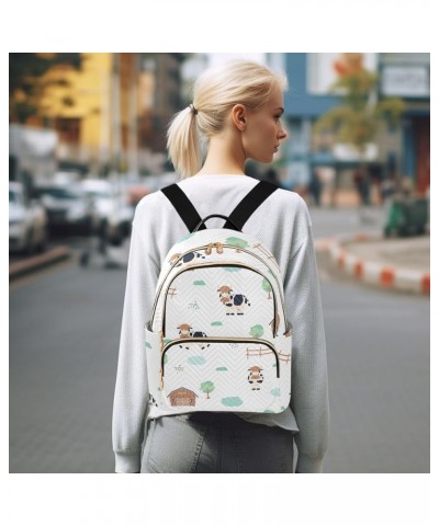 Backpack Purse for Women Farm Doodle Animals, Mini Fashion Backpack Cow Lightweight Casual Daypack Shoulder Bag Travel Backpa...