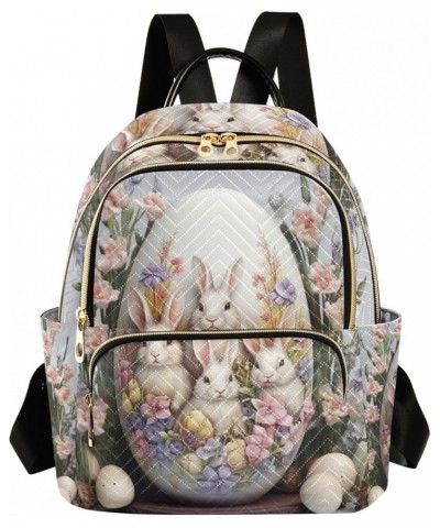 Mini Backpack Purse for Women, Easter Eggs Rabbit Families Travel Bag Casual Daypack Shoulder Bag Medium $12.80 Backpacks