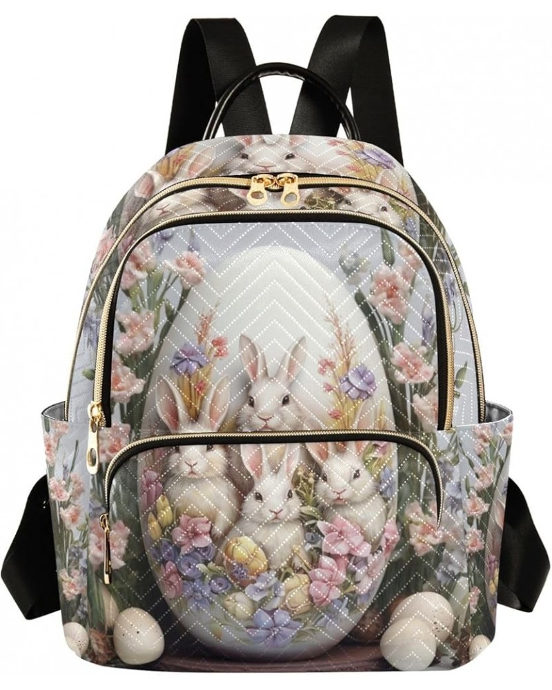 Mini Backpack Purse for Women, Easter Eggs Rabbit Families Travel Bag Casual Daypack Shoulder Bag Medium $12.80 Backpacks