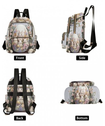 Mini Backpack Purse for Women, Easter Eggs Rabbit Families Travel Bag Casual Daypack Shoulder Bag Medium $12.80 Backpacks