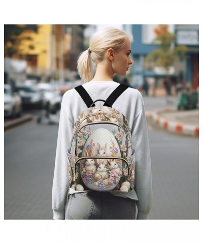 Mini Backpack Purse for Women, Easter Eggs Rabbit Families Travel Bag Casual Daypack Shoulder Bag Medium $12.80 Backpacks