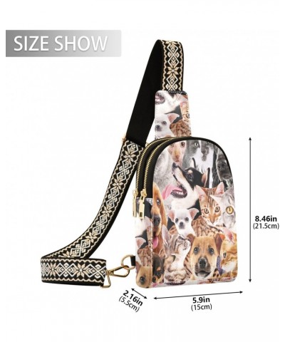 Small Crossbody Sling Bags for Women Various Dogs Cats Leather Crossbody Fanny Packs Purses Cute Chest Bag Daypack Crossbody ...