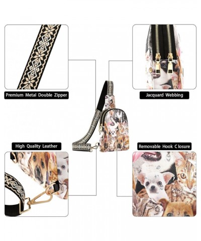 Small Crossbody Sling Bags for Women Various Dogs Cats Leather Crossbody Fanny Packs Purses Cute Chest Bag Daypack Crossbody ...