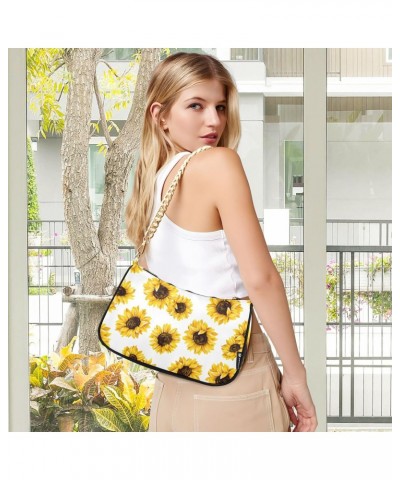 Clutch Shoulder Bags Tote Evening Purse Handbags for Women Hobo Bags Sunflower with Zipper Closure $19.19 Totes