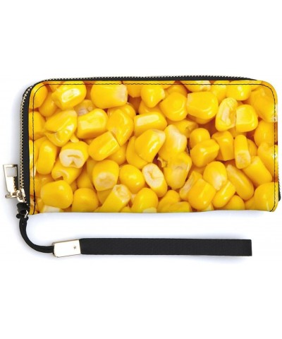 Yellow Corn Kernel Texture Fashion Handbag Cell Phone Wallet Credit Card Holder Small Bag with Wrist Strap $21.99 Wallets