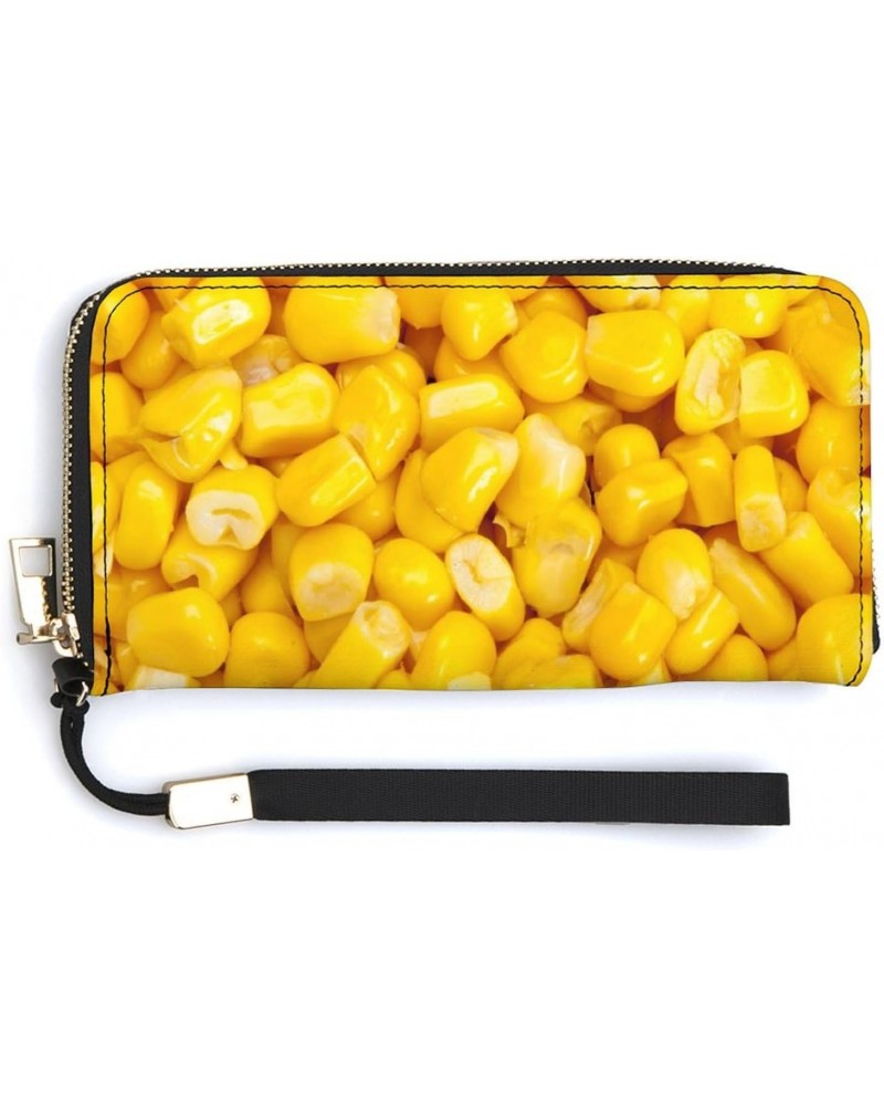 Yellow Corn Kernel Texture Fashion Handbag Cell Phone Wallet Credit Card Holder Small Bag with Wrist Strap $21.99 Wallets