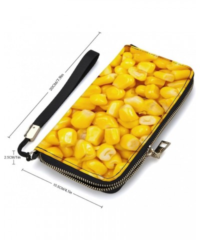 Yellow Corn Kernel Texture Fashion Handbag Cell Phone Wallet Credit Card Holder Small Bag with Wrist Strap $21.99 Wallets