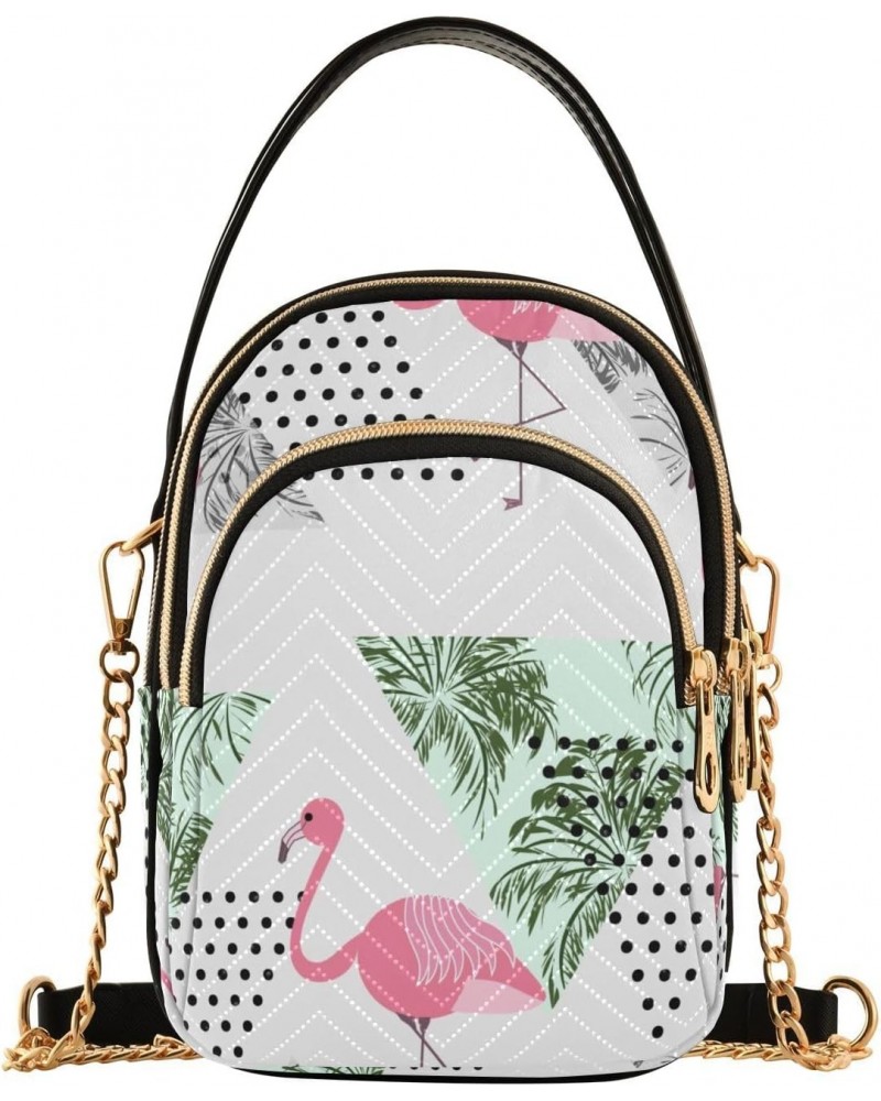 Joko lvery Palm Leaves Flamingos Cross Body Purse Crossbody Bags Shoulder Bag Chain Handbag for Women Work Gifts $11.43 Cross...