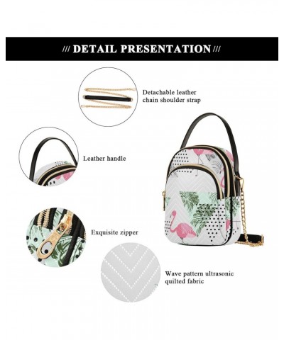 Joko lvery Palm Leaves Flamingos Cross Body Purse Crossbody Bags Shoulder Bag Chain Handbag for Women Work Gifts $11.43 Cross...