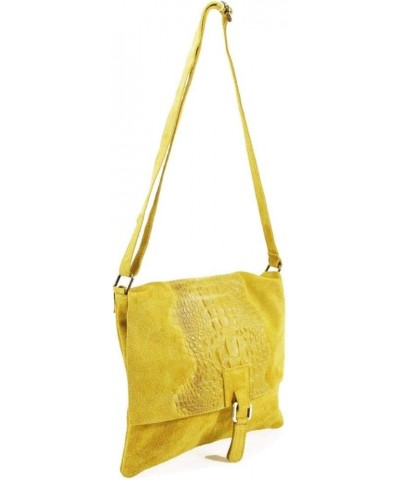 Ladies Real Suede Leather Snakeskin Print Crossbody Shoulder Work Bags Yellow $31.71 Shoulder Bags