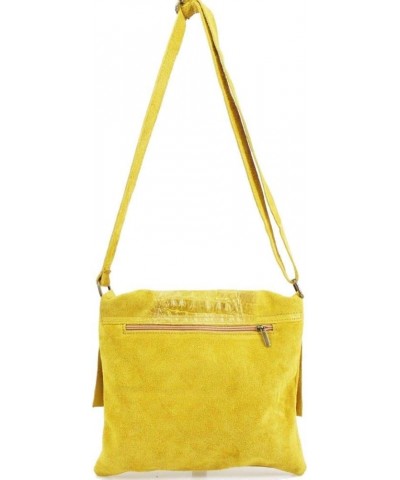 Ladies Real Suede Leather Snakeskin Print Crossbody Shoulder Work Bags Yellow $31.71 Shoulder Bags