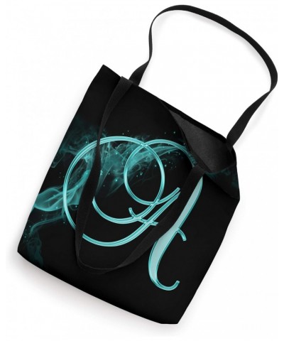 A Teal Smoke Fire Black Initial Cursive Monogram Letter Name Tote Bag $11.58 Totes