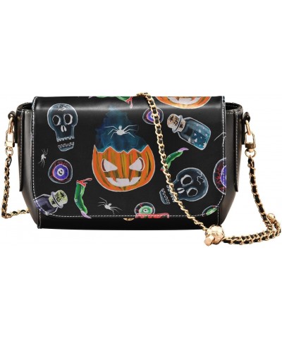 Halloween Pumpkins Skulls Crossbody Bags for Women Shoulder Bag Leather Purse Handbag for Daily Work Gifts $16.40 Shoulder Bags