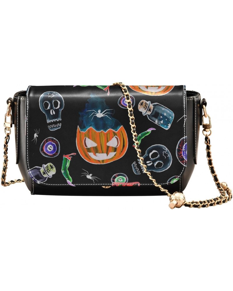 Halloween Pumpkins Skulls Crossbody Bags for Women Shoulder Bag Leather Purse Handbag for Daily Work Gifts $16.40 Shoulder Bags