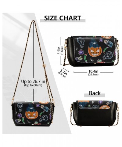 Halloween Pumpkins Skulls Crossbody Bags for Women Shoulder Bag Leather Purse Handbag for Daily Work Gifts $16.40 Shoulder Bags