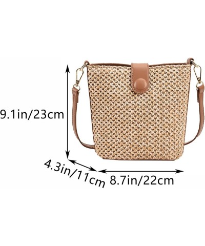 Women Straw Crossbody Bag Beach Handmade Rattan Shoulder Bags Hand Woven Leather Straps Straw Clutch Purse Vacation Black-lar...