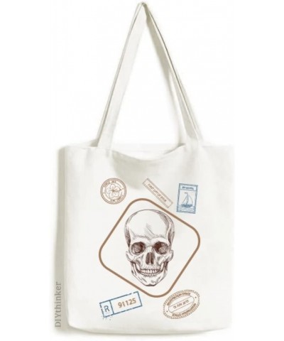 Human l Skeleton Illustrations Stamp Shopping Ecofriendly Storage Canvas Tote Bag $18.28 Totes