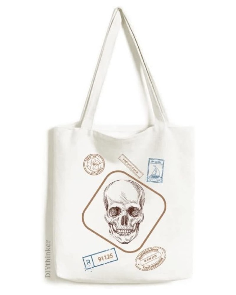 Human l Skeleton Illustrations Stamp Shopping Ecofriendly Storage Canvas Tote Bag $18.28 Totes