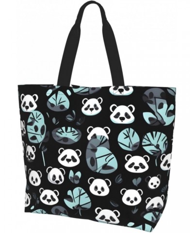 Black And White Panda Face Women'S Shoulder Shopping Bag, Suitable For Daily Travel Shopping, Handbag Items Storage $17.89 Sh...