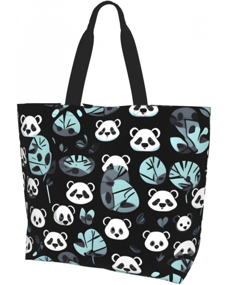 Black And White Panda Face Women'S Shoulder Shopping Bag, Suitable For Daily Travel Shopping, Handbag Items Storage $17.89 Sh...