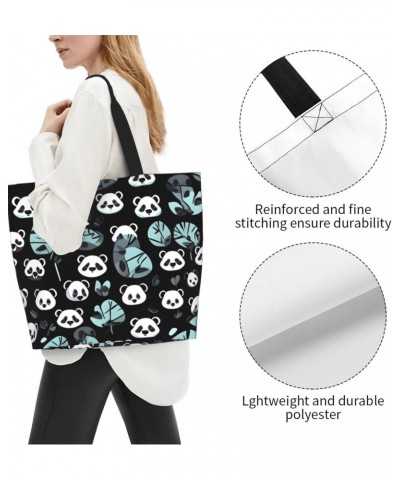 Black And White Panda Face Women'S Shoulder Shopping Bag, Suitable For Daily Travel Shopping, Handbag Items Storage $17.89 Sh...