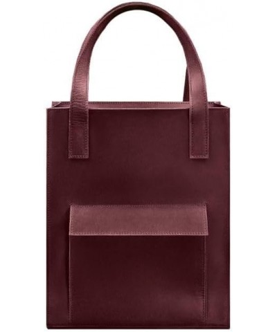 Women's leather shopper shoulder bag crust BETSI with pocket 36 x 30 x 10 cm Burgundy $37.50 Shoulder Bags