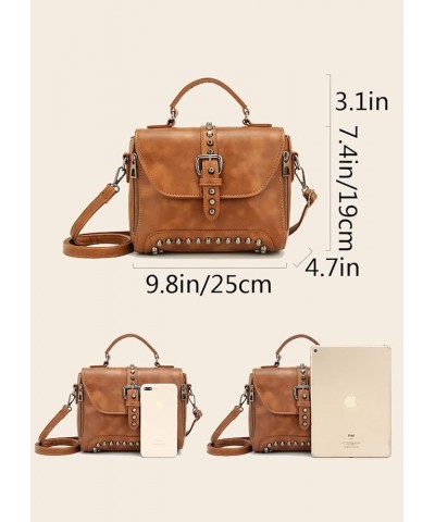 Women Tote Bag Rivet Small Handbag Punk Shoulder Bags Crossbody Bags Purse Gray $20.67 Totes