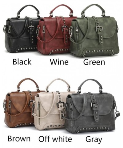 Women Tote Bag Rivet Small Handbag Punk Shoulder Bags Crossbody Bags Purse Gray $20.67 Totes