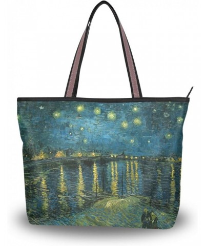 Women's Top Handle Handbag Van Gogh Starry Night Over The Rhone Shoulder Bag Tote Bag L $11.47 Satchels