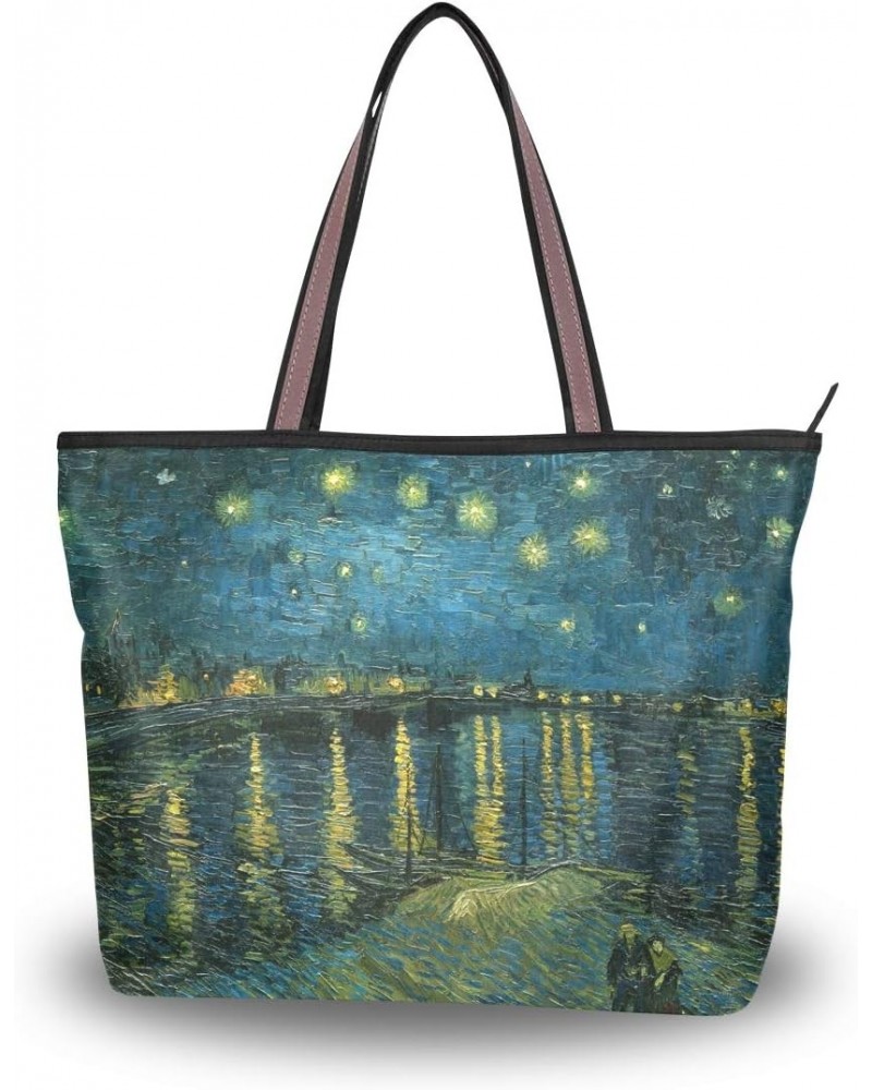 Women's Top Handle Handbag Van Gogh Starry Night Over The Rhone Shoulder Bag Tote Bag L $11.47 Satchels